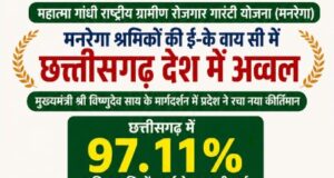 मनरेगा श्रमिकों की ई- के वाय सी में छत्तीसगढ़ देश में अव्वल